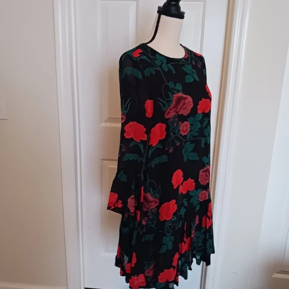 Ganni Newman Georgette Rose Print Dress